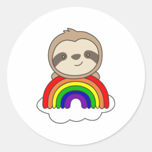 Pegatina Redonda Animales espumosos de corte de arcoiris para niños