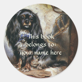 Pegatina Redonda Animales Mascotas de la época, placa de la bibliot