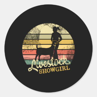 Pegatina Redonda Animales Muestran Diversión Mostrando Cabras En La