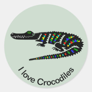 Pegatina Redonda Animales salvajes - Amo CROCODILES - Vida silvestr