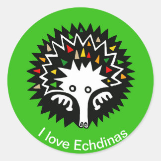 Pegatina Redonda Animales salvajes- Amo ECHIDNAS - Naturaleza - Aus