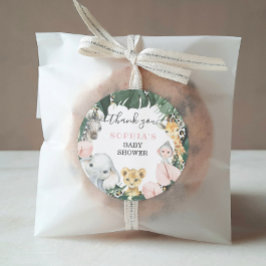 Pegatina Redonda Animales salvajes de Safari Baby Shower favorecen 