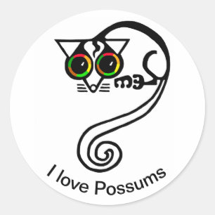 Pegatina Redonda Animales salvajes - Me encantan los POSSUMS - Aman