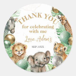 Pegatina Redonda Animales salvajes One Safari Bebé globo Primer cum