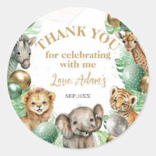Pegatina Redonda Animales salvajes One Safari Bebé globo Primer cum