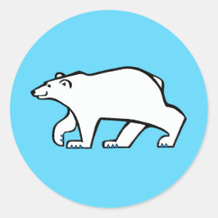 Pegatina Redonda Animales salvajes - OSO POLAR Guay - azul ártico