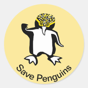 Pegatina Redonda Animales salvajes - Salven PENGUINS - Naturaleza -