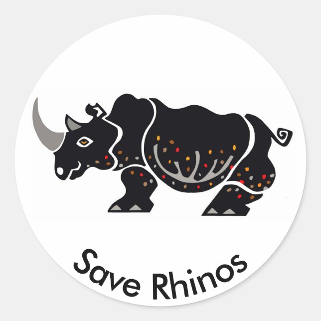 Pegatina Redonda Animales salvajes - Save RHINOS - Nature - Africa (Anverso)
