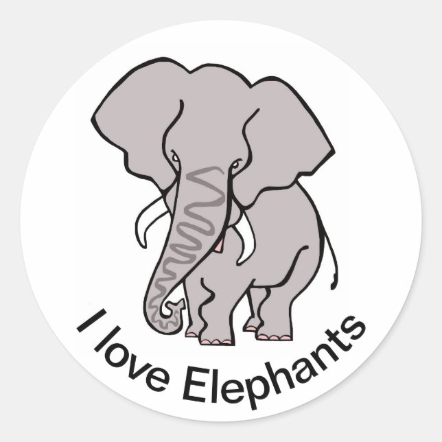 Pegatina Redonda Animales silvestres - ELEFANTE Africano - Animales (Anverso)