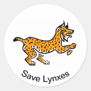Pegatina Redonda Animales silvestres - Salven LYNXES - Vida silvest
