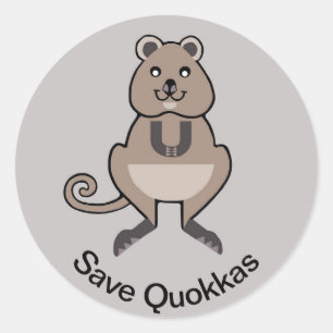 Pegatina Redonda Animales silvestres - Salven QUOKKAS - Australia