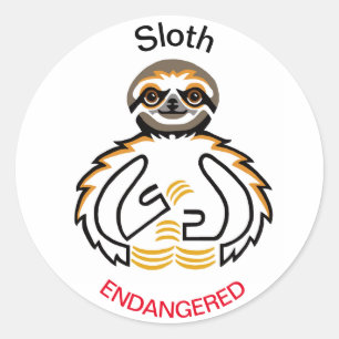 Pegatina Redonda Animales silvestres - SLOTH de tres dedos de pie -