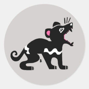 Pegatina Redonda Animales silvestres - Tasmanian DEVIL - Australia