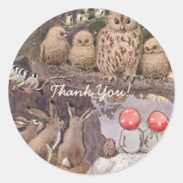 Pegatina Redonda Animales y niños de Woodland Elsa Beskow