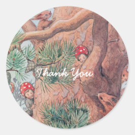 Pegatina Redonda Animales y niños de Woodland Elsa Beskow