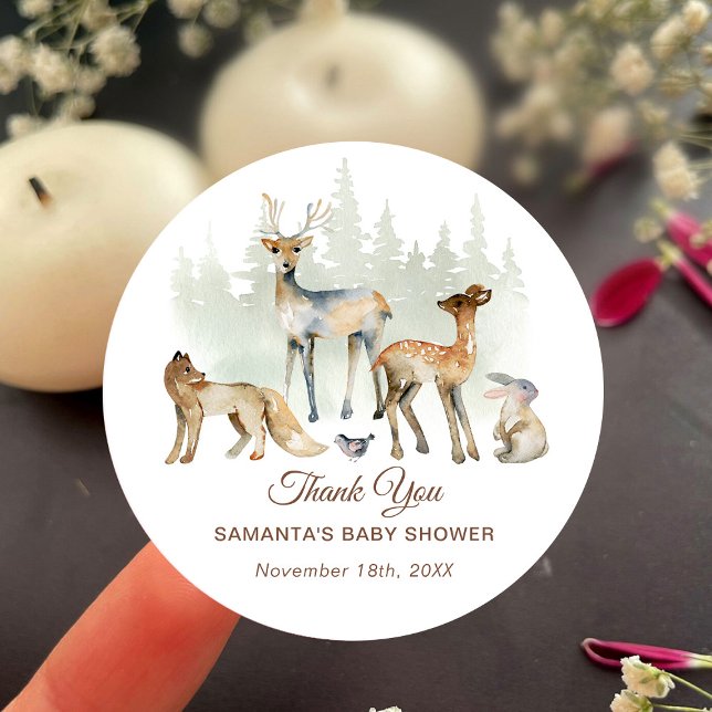 Pegatina Redonda Animals Forest Woodland Baby Shower (Subido por el creador)
