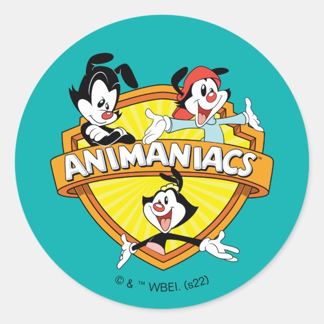 Pegatina Redonda Animaniacs | Warner Brothers & Sister WB Shield (Anverso)