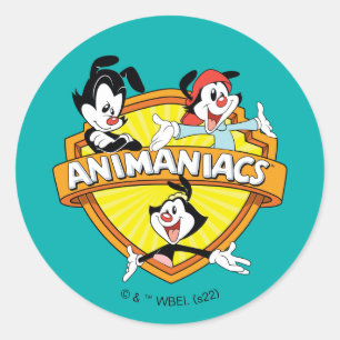 Pegatina Redonda Animaniacs   Warner Brothers & Sister WB Shield