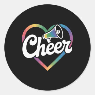 Pegatina Redonda Animar Corazón Cheerleading Divertido Cheerleader 
