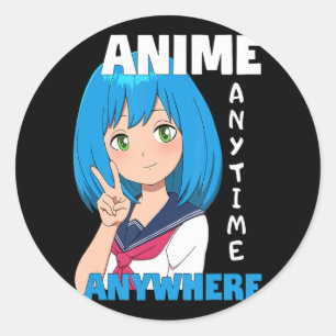 Pegatina Redonda Anime Anytime Anywhere Anime Chica