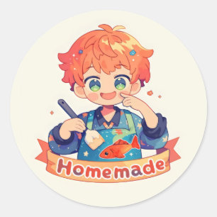Pegatina Redonda Anime Boy Cute casero