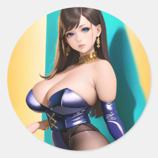 Pegatina Redonda Anime Chica 046