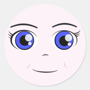 Pegatina Redonda Anime Chica Face