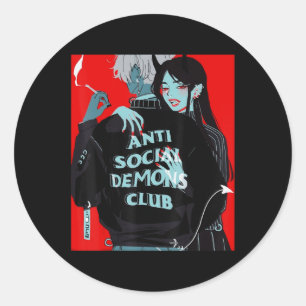 Pegatina Redonda Anime Chica Kawaii Waifu Egirl Aesthetic Japanese 