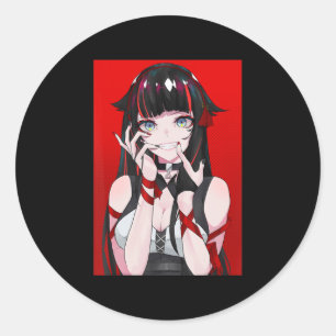 Pegatina Redonda Anime Chica Kawaii Waifu Manga O estésica japonesa