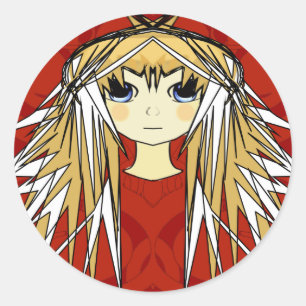 Pegatina Redonda Anime Chica Power