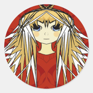 Pegatina Redonda Anime Chica Power