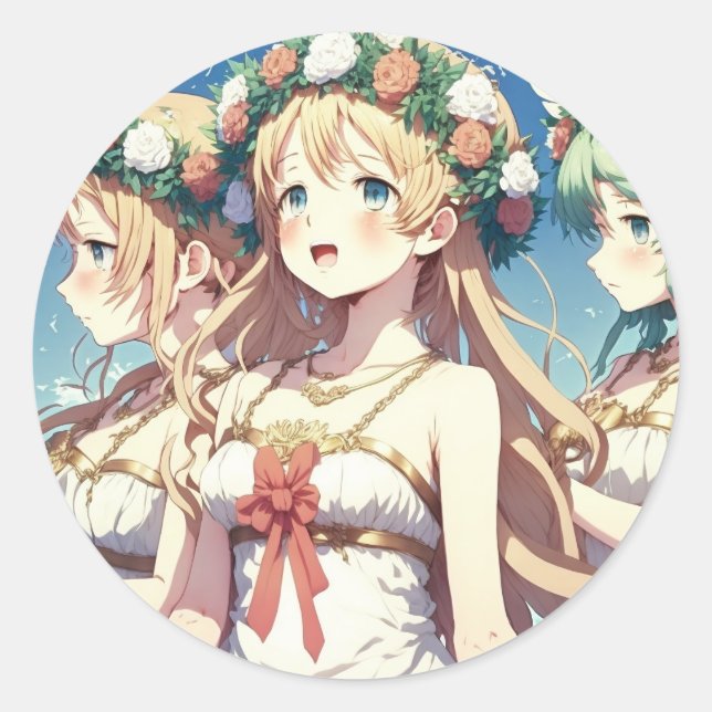 Pegatina Redonda Anime Chor (Anverso)