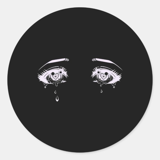 Pegatina Redonda Anime Eyes   Pastel Goth Aesthetic Tee (Anverso)