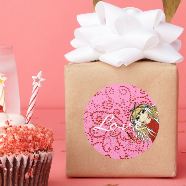 Pegatina Redonda Anime Love- (Fiesta)