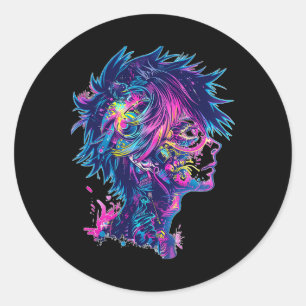 Pegatina Redonda Anime Manga Ilustracion gráfico