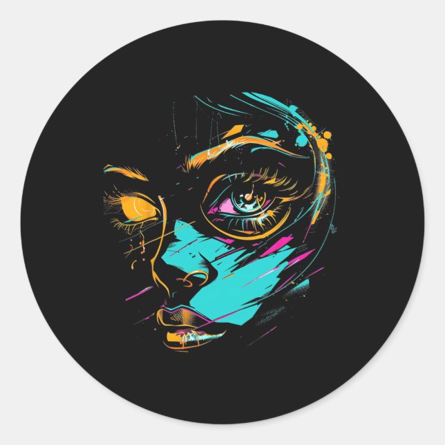 Pegatina Redonda Anime Manga Ilustracion gráfico Anime 1 (Anverso)