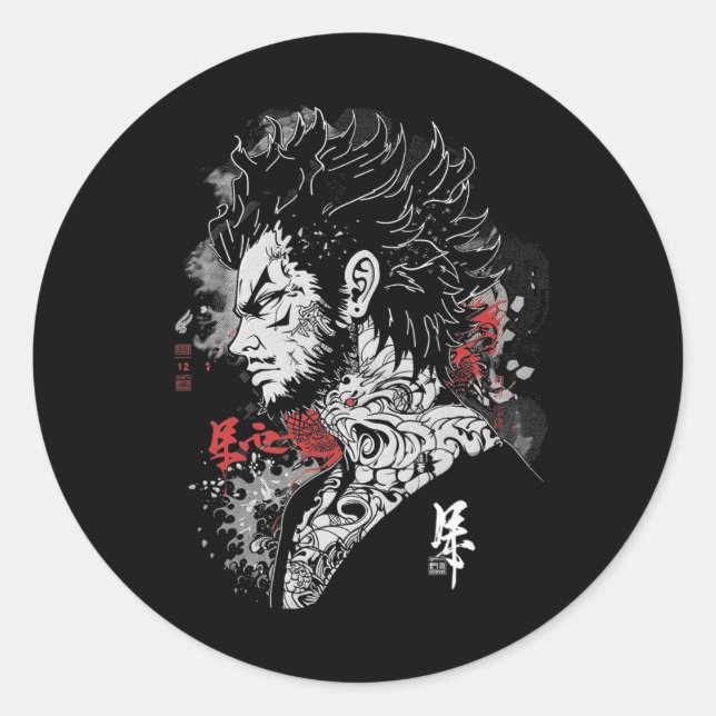 Pegatina Redonda Anime Manga Motif Ilustracion Anime (Anverso)