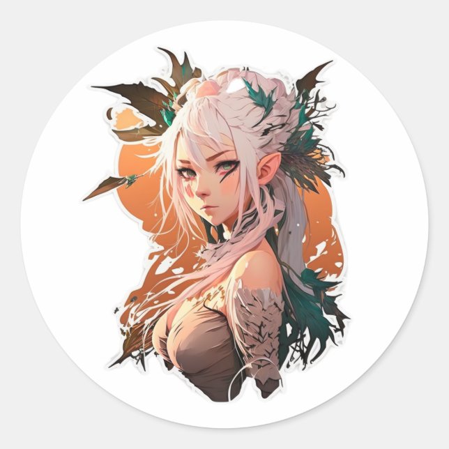 Pegatina Redonda Anime Miroko Art Stiker (Anverso)