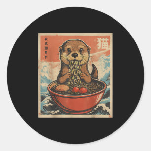 Pegatina Redonda Anime Otter Ramen Japonés Funny Kawaii Gift Hombre