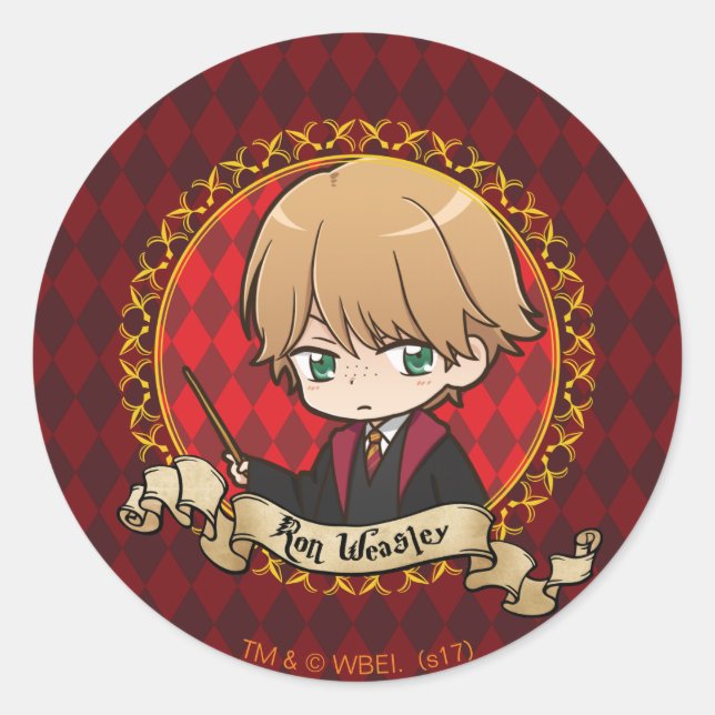 Pegatina Redonda Anime Ron Weasley (Anverso)