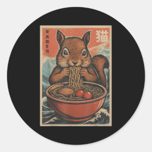 Pegatina Redonda Anime Squirrel Ramen Regalos Japoneses De Kawaii P