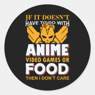 Pegatina Redonda Anime, Video Games & Food Quote   Lovely Design