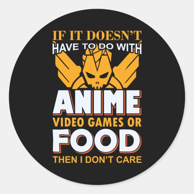Pegatina Redonda Anime, Video Games & Food Quote | Lovely Design (Anverso)