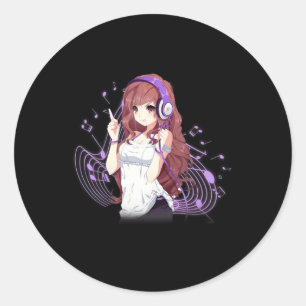 Pegatina Redonda Anime y la música Merch Kawaii Manga Otaku para lo