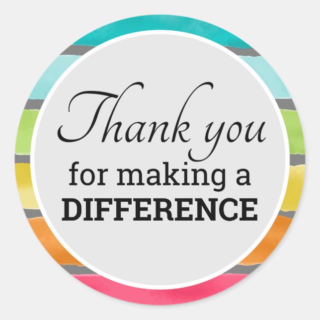 Pegatina Redonda Ánimo Gracias por hacer una diferencia (Anverso)
