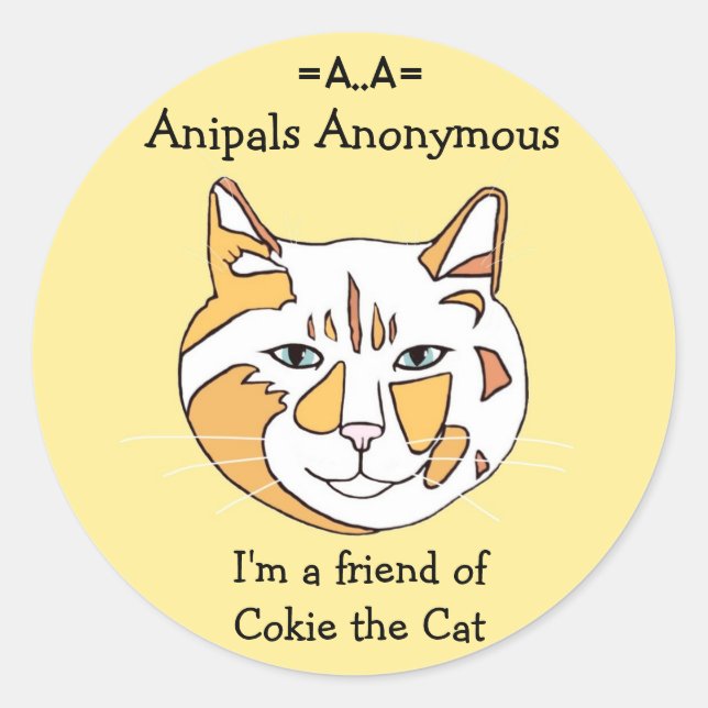 Pegatina Redonda Anipals Anonymous Cokie Pegatinas (Anverso)