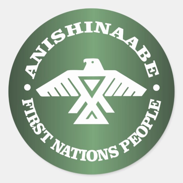 Pegatina Redonda Anishinaabe (Ojibwe, Chippewa) (Anverso)