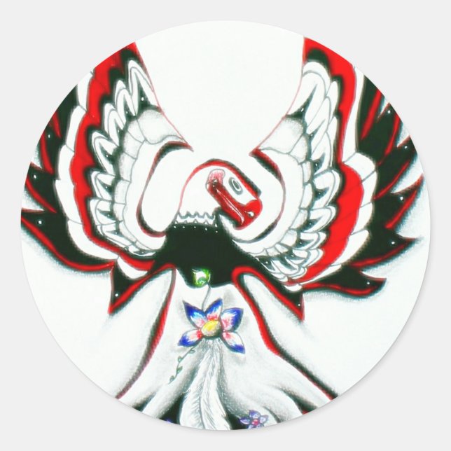 Pegatina Redonda Anishinaabe Thunderbird (Anverso)