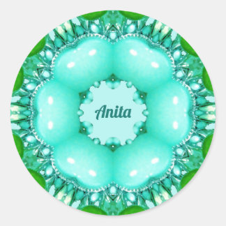 Pegatina Redonda ANITA ~ Modelo fractal brillante abstracto ~ ~