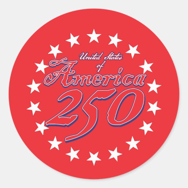 Pegatina Redonda Aniversario 250 de América (Anverso)